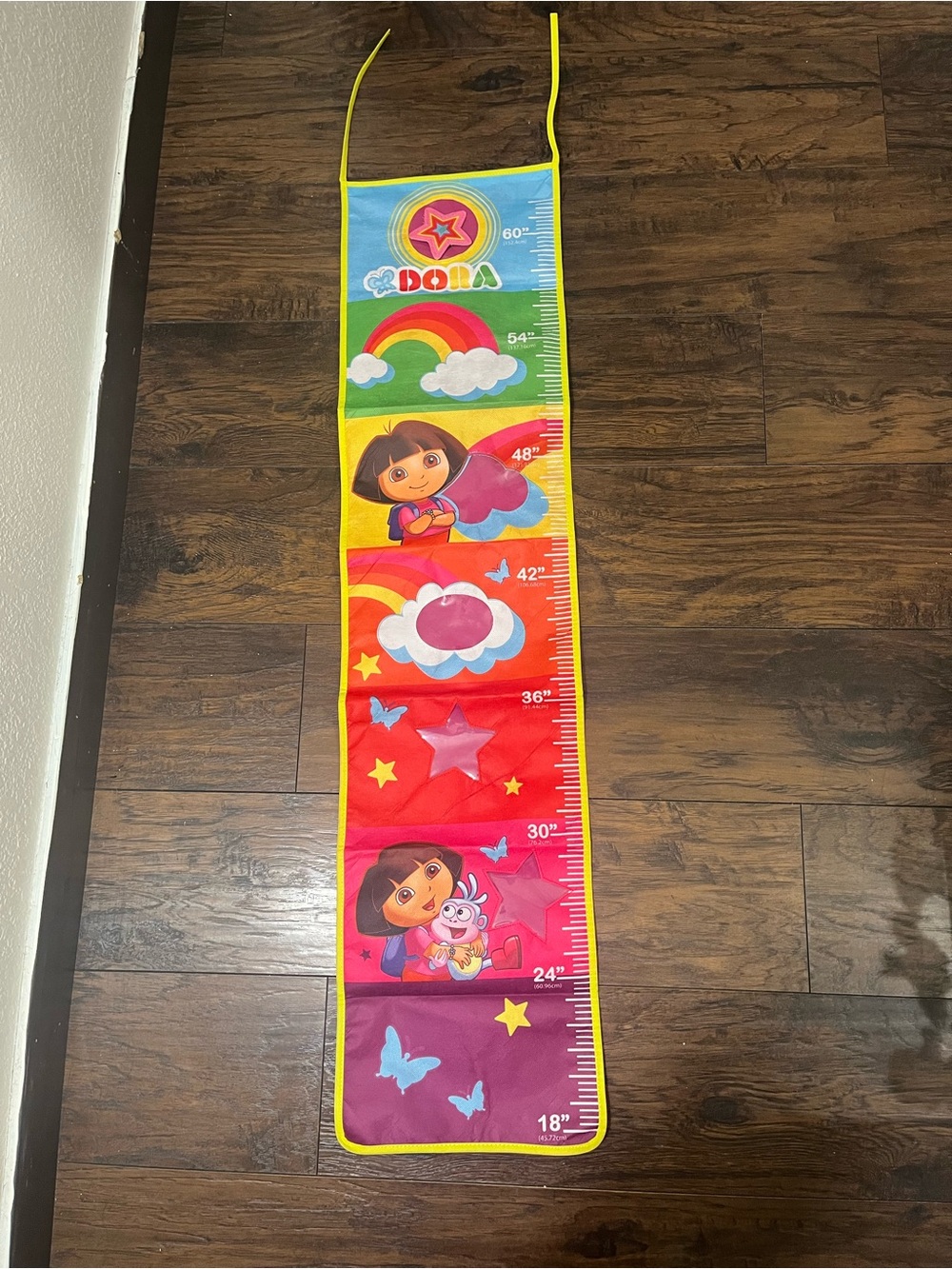 Nickelodeon Dora Fabric Growth Chart in Yellow, Red, Blue, Purple